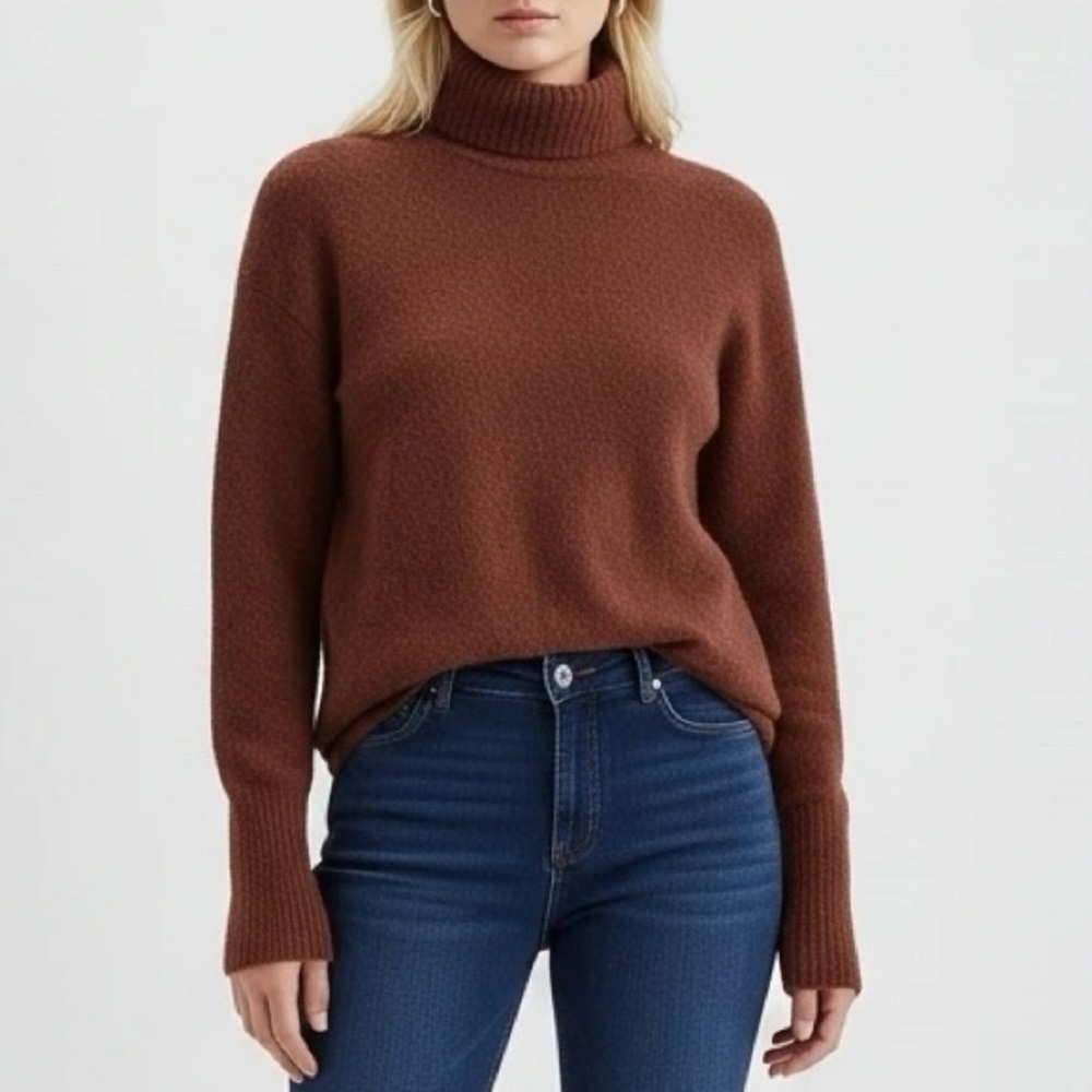 J. Crew Brown Wool Blend Turtleneck Sweater